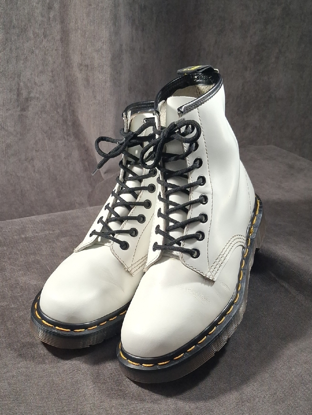 Dr. Martens 1460 Smooth White Leather Boots VG- UK4.5 US6.5 Made In England